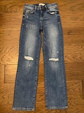 Kids HIDDEN JEANS sz 12 Distressed Straight-Leg Jeans - Blue LIKE NEW
